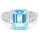 5.75 Carat Genuine Swiss Blue Topaz and White Topaz .925 Sterling Silver Ring-3