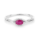 0.40 Carat Genuine Ruby and White Diamond 14K White Gold Ring-3
