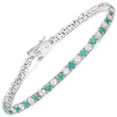 5.77 Carat Genuine Emerald and White Topaz .925 Sterling Silver Bracelet-1