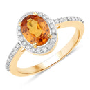 1.66 Carat Genuine Spessartite Garnet and White Diamond 14K Yellow Gold Ring-1