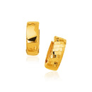 14k Yellow Gold Textured and Polished Hoop Earrings-1