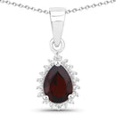 1.88 Carat Genuine Garnet and White Topaz .925 Sterling Silver Jewelry Set-2