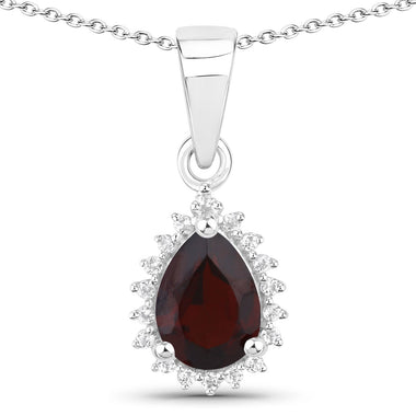 1.88 Carat Genuine Garnet and White Topaz .925 Sterling Silver Jewelry Set - 0