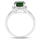 1.92 Carat Genuine Chrome Diopside and White Topaz .925 Sterling Silver Ring-2