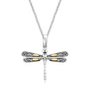 18k Yellow Gold and Sterling Silver Pendant in a Dragonfly Design-1