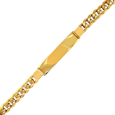 14k Yellow Gold Men's ID Cuban Chain Bracelet - 0