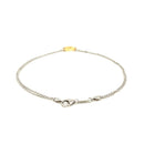 14k Yellow Gold and Sterling Silver Anklet with a Single Open Heart Station-3