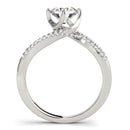 14k White Gold Spiral Design Pronged Diamond Engagement Ring (1 1/8 cttw)-2