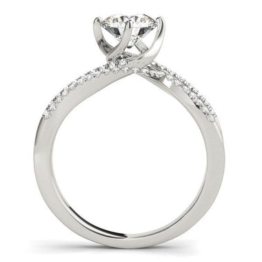 14k White Gold Spiral Design Pronged Diamond Engagement Ring (1 1/8 cttw) - 0