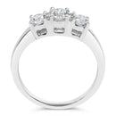 14K White Gold  3/4 Cttw Lab Grown Diamond 3 Stone Ring Band (F-G Color, VS2-SI1 Clarity)- Size 7-5