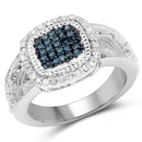 0.28 Carat Genuine Blue Diamond and White Diamond .925 Sterling Silver Ring-1