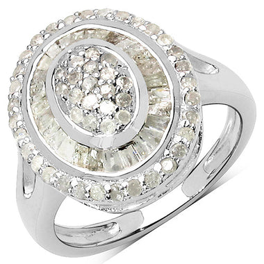 1.08 Carat Genuine White Diamond .925 Sterling Silver Ring