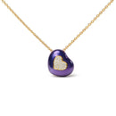 18K Yellow Gold Blue Enamel 1/10 Cttw Round Pave Diamonds Heart Shape 18" Pendant Necklace  (G-H Color, SI1-SI2 Clarity) - Adjustable up to 16" - 18"-1