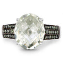 4.41 Carat Genuine Green Amethyst and Green Diamond .925 Sterling Silver Ring-4