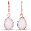 18K Rose Gold Plated 7.60 Carat Genuine Pink Opal .925 Sterling Silver Earrings-1