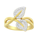 10K Yellow Gold 3/8 Cttw Round and Baguette-Cut Diamond Leaf Cocktail Ring - Size 7 (I-J Color, I1-I2 Clarity)-2