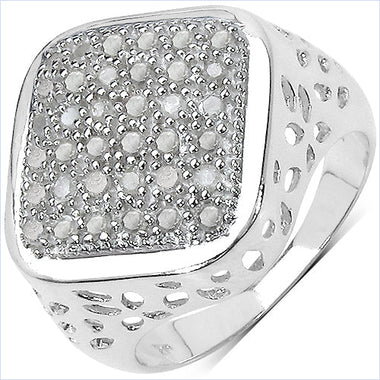 0.54 Carat Genuine White Diamond .925 Sterling Silver Ring
