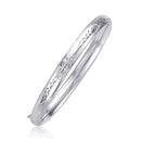 Classic Floral Carved Bangle in 14k White Gold (5.0mm)-1