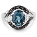 4.27 Carat Genuine London Blue Topaz, Black Spinel & White Topaz .925 Sterling Silver Ring-3