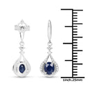 0.86 Carat Genuine Blue Sapphire and White Diamond 14K White Gold Earrings-3