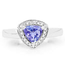 0.87 Carat Genuine Tanzanite and White Topaz .925 Sterling Silver Ring-3