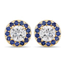 1.52 Carat Genuine Blue Sapphire and Lab Grown Diamond 14K Yellow Gold Earrings-1