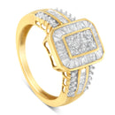 10K Yellow Gold Round and Baguette-Cut Diamond Cocktail Ring (1.0 Cttw, H-I Color, SI2-I1 Clarity) - Size 7-5