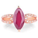 14K Rose Gold Plated 5.11 Carat Glass Filled Ruby and White Topaz .925 Sterling Silver Ring-4