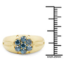 14K Yellow Gold Plated 0.98 Carat Genuine Blue Diamond .925 Sterling Silver Ring-3