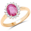 1.48 Carat Genuine Ruby and White Diamond 14K Yellow Gold Ring-1