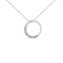 14K White Gold 1/4 Cttw Round-Cut Graduating Diamond Open Circle Hoop 18" Pendant Necklace (J-K Color, I1-I2 Clarity)-2
