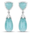 35.10 Carat Genuine Amazonite .925 Sterling Silver Earrings-1