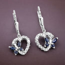 0.57 Carat Genuine Blue Sapphire and Created White Sapphire .925 Sterling Silver Earrings-4