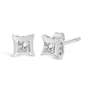 10K White Gold 1/5 Cttw Invisible Set Princess-Cut Diamond Stud Earrings (H-I Color, SI2-I1 Clarity)-3