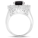 8.12 Carat Genuine Smoky Quartz and White Topaz .925 Sterling Silver Ring-2