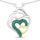 0.24 Carat Genuine Emerald .925 Sterling Silver Pendant-1