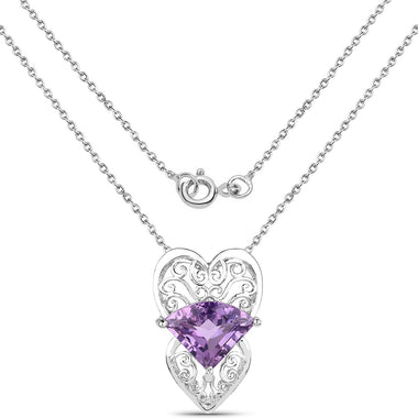 5.80 Carat Genuine Amethyst .925 Sterling Silver Pendant - 0