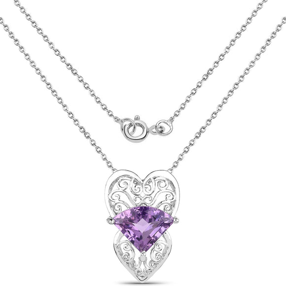 5.80 Carat Genuine Amethyst .925 Sterling Silver Pendant