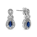 .925 Sterling Silver 4.5 x 3mm Pear Sapphire Gemstone and Diamond Accent Infinity Drop Stud Earrings (H-I Color, SI1-SI2 Clarity)-2