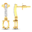 0.14 Carat Genuine White Diamond 14K Yellow Gold Semi Mount Earrings - holds 7x5mm Oval Gemstones-2