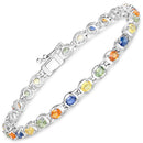 5.40 Carat Genuine Multi Sapphire .925 Sterling Silver Bracelet-1