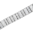14K White Gold 4 7/8 cttw Baguette & Round Brilliant-Cut Diamond Channel- & Prong-Set Tennis Bracelet (I-J Color, I1-I2 Clarity) - Size 7.25"-3