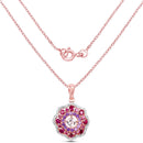 14K Rose Gold Plated 2.30 Carat Genuine Morganite, Rhodolite and Amethyst .925 Sterling Silver Pendant-2