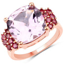 5.90 Carat Genuine Pink Amethyst and Rhodolite .925 Sterling Silver Ring-1