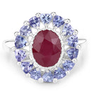 3.70 Carat Glass Filled Ruby and Tanzanite .925 Sterling Silver Ring-3