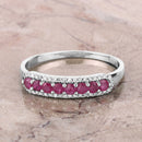 0.47 Carat Genuine Ruby and White Diamond 14K White Gold Ring-4