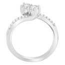 10K White Gold 1/4 Cttw Two-Stone Diamond Bypass Engagement Ring-2