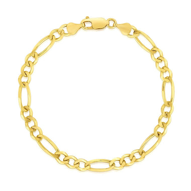 4.5mm 14k Yellow Gold Solid Figaro Bracelet - 0