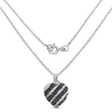 1.55 Carat Genuine Blue Sapphire and White Topaz .925 Sterling Silver Pendant - 0