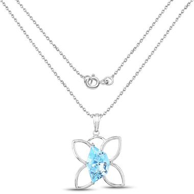 10.58 Carat Genuine Swiss Blue Topaz .925 Sterling Silver Pendant - 0